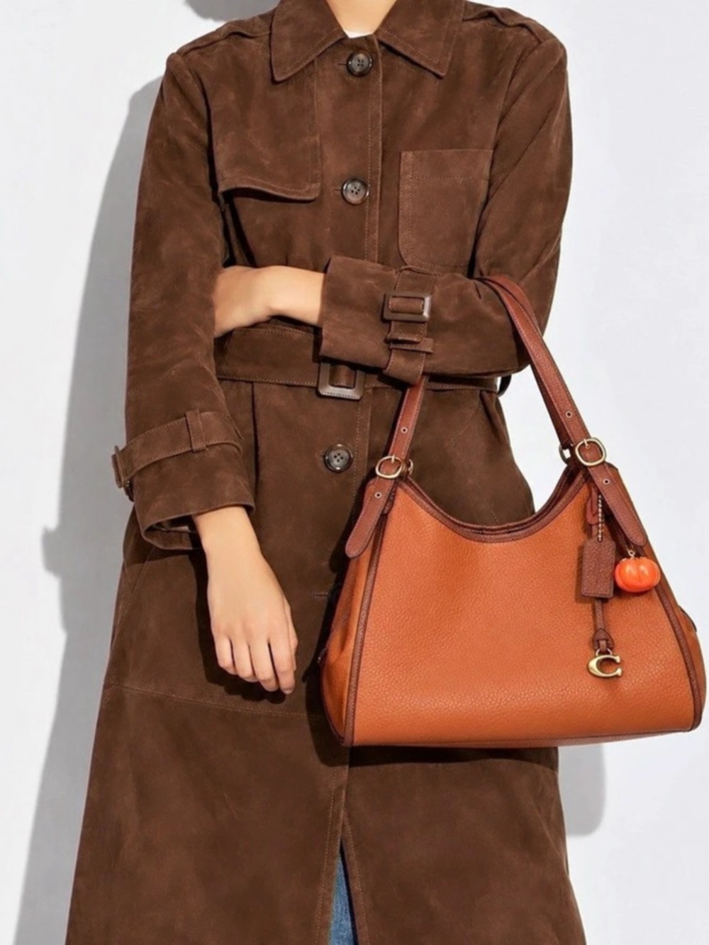 Coach Lori Shoulder Bag  in leather and suede with charm